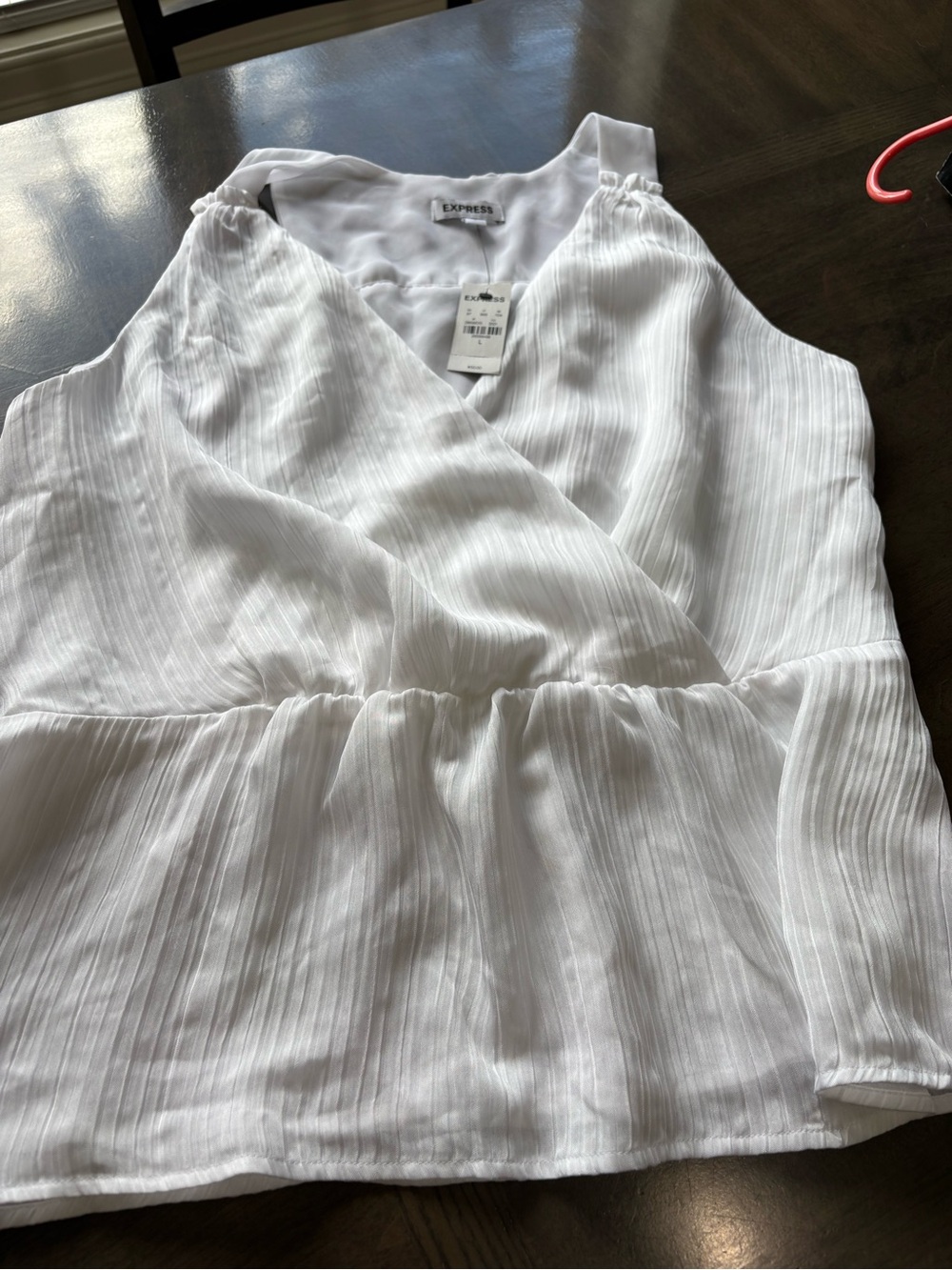 Express White V-Neck Peplum Camisole